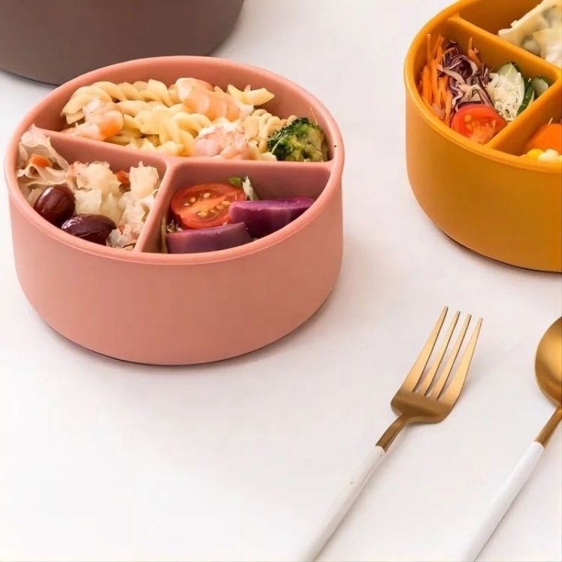 Silicone Bowl 1000 ML / Mangkok Silikon / Tempat Makan Bulat Sekat