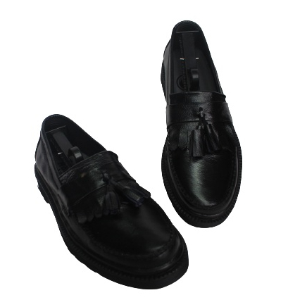 Sepatu Dokmart Penny Loafer OxFord Full Black Bahan Kulit Sapi Asli - Dr Martin Docmart Sepatu Dokmar