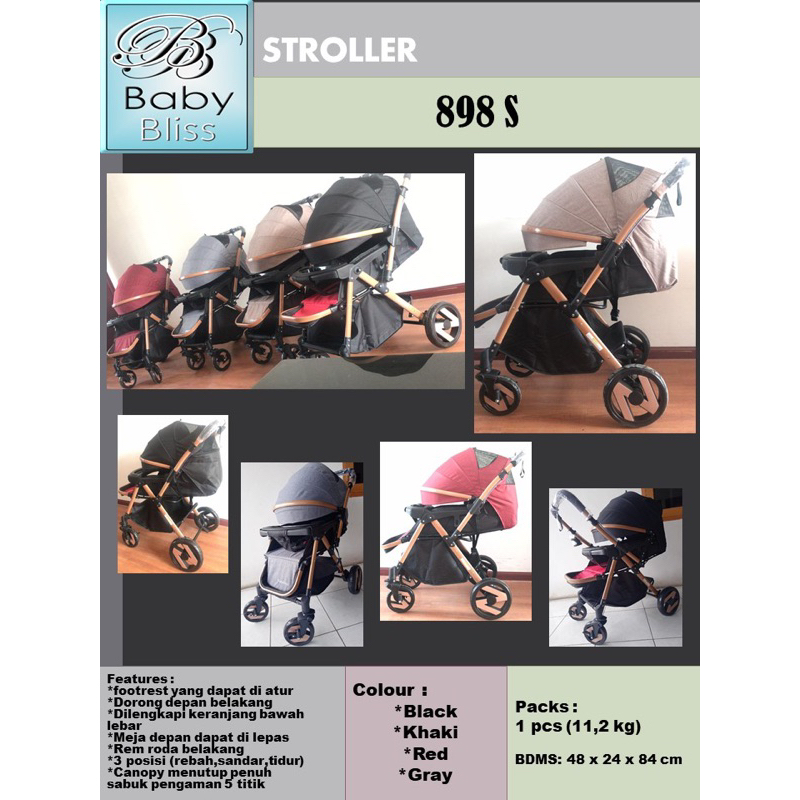 Makassar - Kereta Dorong Bayi Baby Bliss 898S / Baby Stroller Handle 2 arah Billion-T