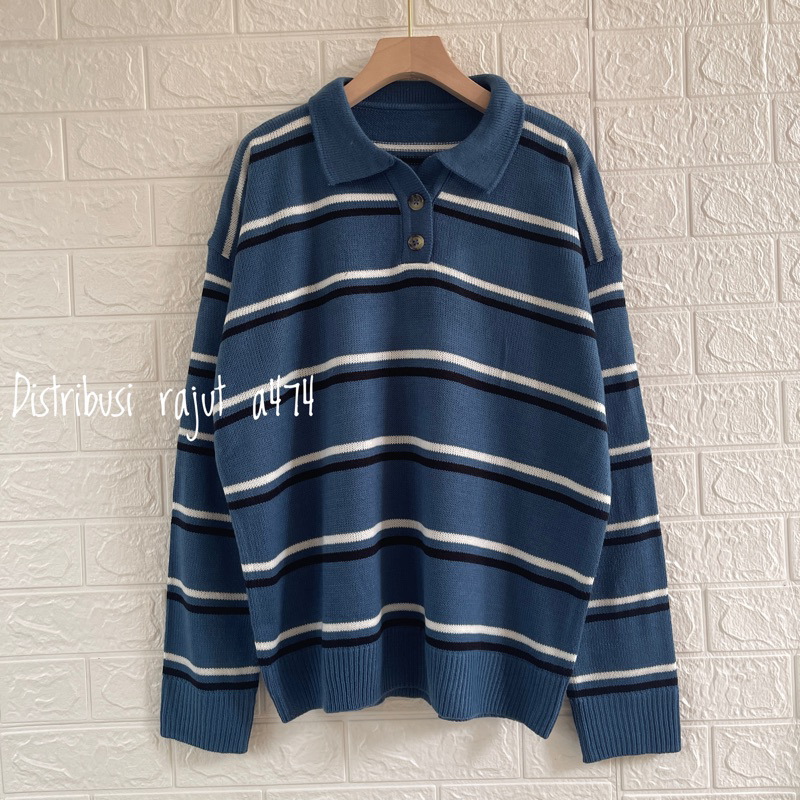 POLO SWEATER STARLA BLASTER BLOUSE STRIPPE LENGAN PANJANG-Milka denim