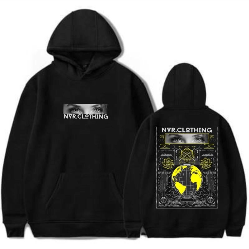 NVR CLOTHING Hoodie Hitam Bahan Fleece Tebal Sweater Pria Wanita Size M L XL XXL