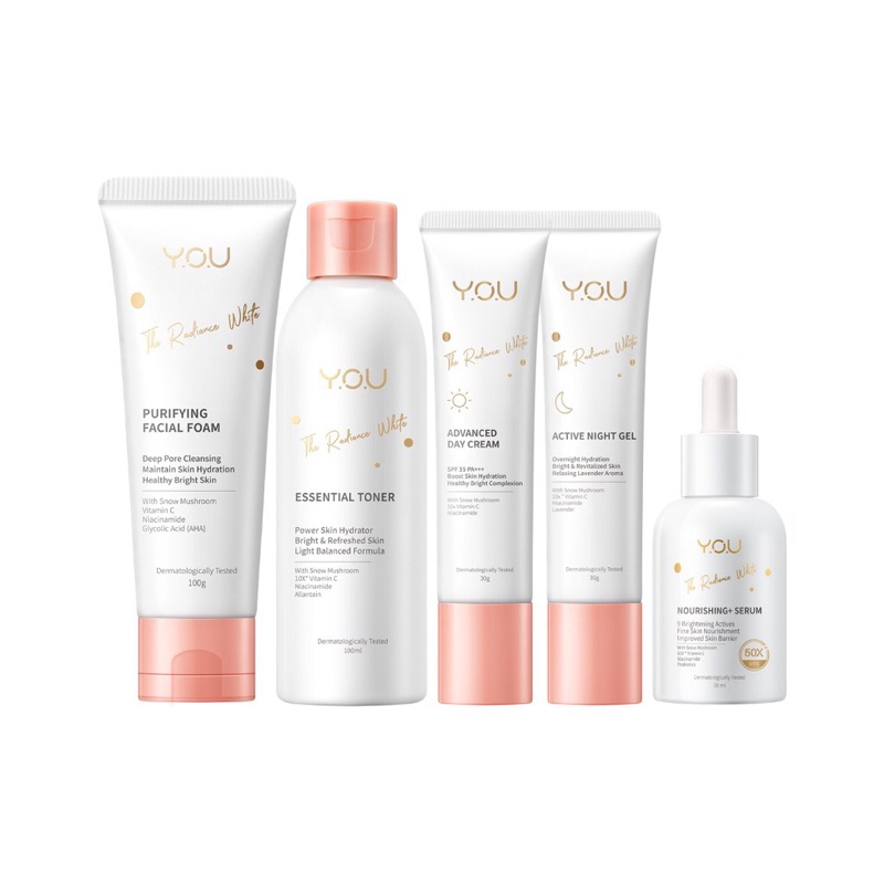 Y.O.U The Radiance White Skincare / Serum / Toner / Facial Wash / Day Cream / Night Cream / Skincare YOU