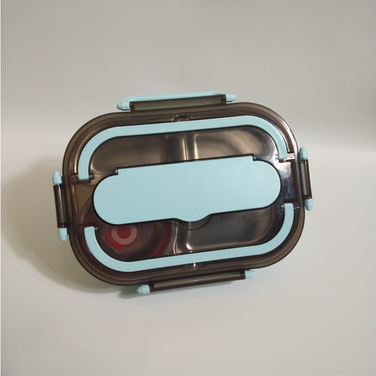 New Lunchbox Stainless 2 Gagang Handle / Kotak Makan 4 Sekat Set Mangkok Soup BPA FREE
