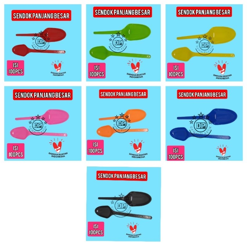 Sendok Makan Bahan Plastik Tebal BIG SPOON Warna Warni Orange Hijau Pink Hitam Biru Orange Kuning