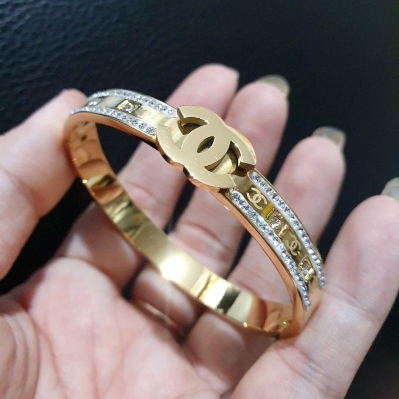 Gelang Titanium asli gold Premium Quality Anti karat anti alergi  Bracelet Stainless Steel Ori 0293