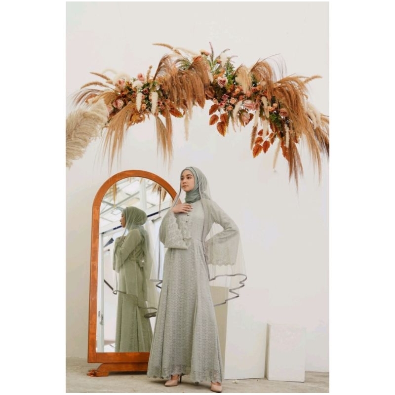 EDMORE Luihara Dress Classic Sage [ preloved ] + Pashmina Sage