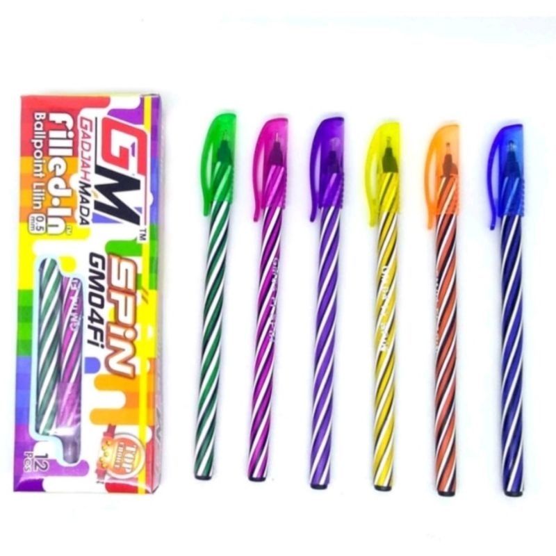 

Bulpen Lilin GM Spin isi 12 pcs / pulpen ulir / bulpoint / pena