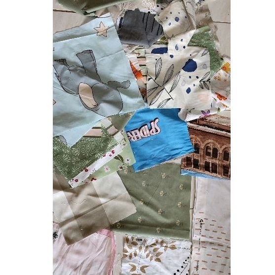 Kain perca bahan katun cvc sisa potongan sprei random