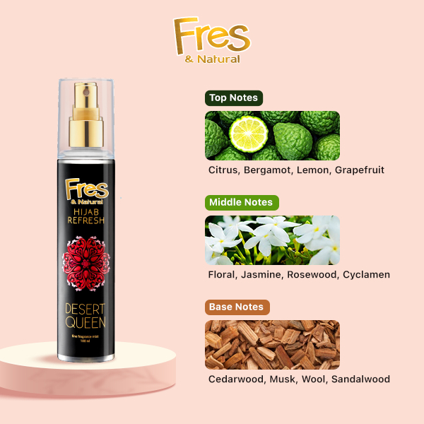 Fres & Natural Spray Cologne Hijab Refresh Desert Queen Botol 100 ml - Gambar 2