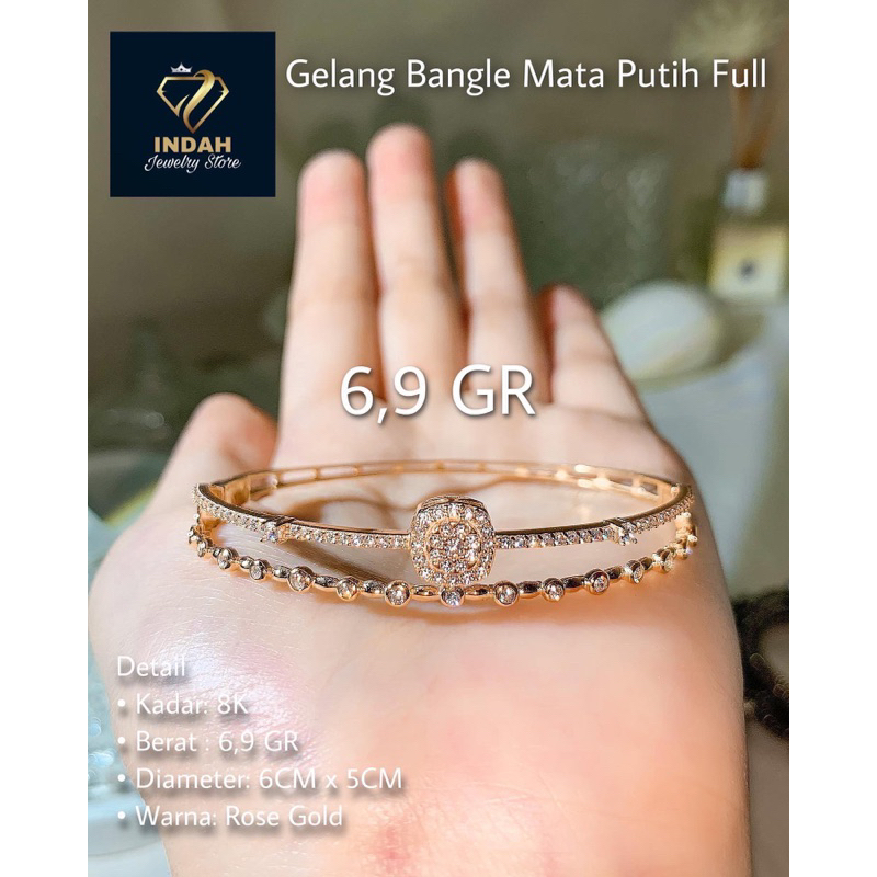 Gelang Bangle Mata Putih Emas Kadar 375%