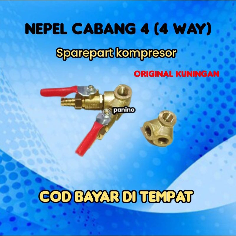 Nepel cabang 4 meteran angin kran kompresor - Kuningan - 1/4 in