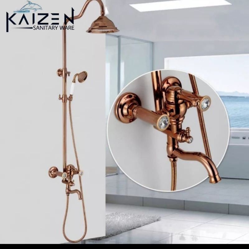 Shower Column ROSE GOLD shower tiang stainless rain shower sett