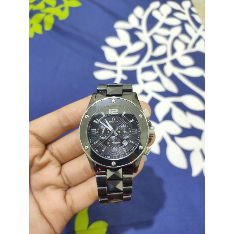 [ SECOND ] JAM TANGAN OMEGA SAPPHIRE RT KERAMIK CHRONO WATER RESISTANT
