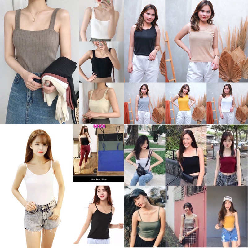 BANYAK VARIAN TANKTOP DAN KEMBEN LENGKAP WARNA {Bisa kirim instant COD Medan Termurah} TANKTOP Best Seller Korean Knit Tank Top | TANK TOP WANITA TALI RIB | TERMURAH 1 KG MUAT 12PC