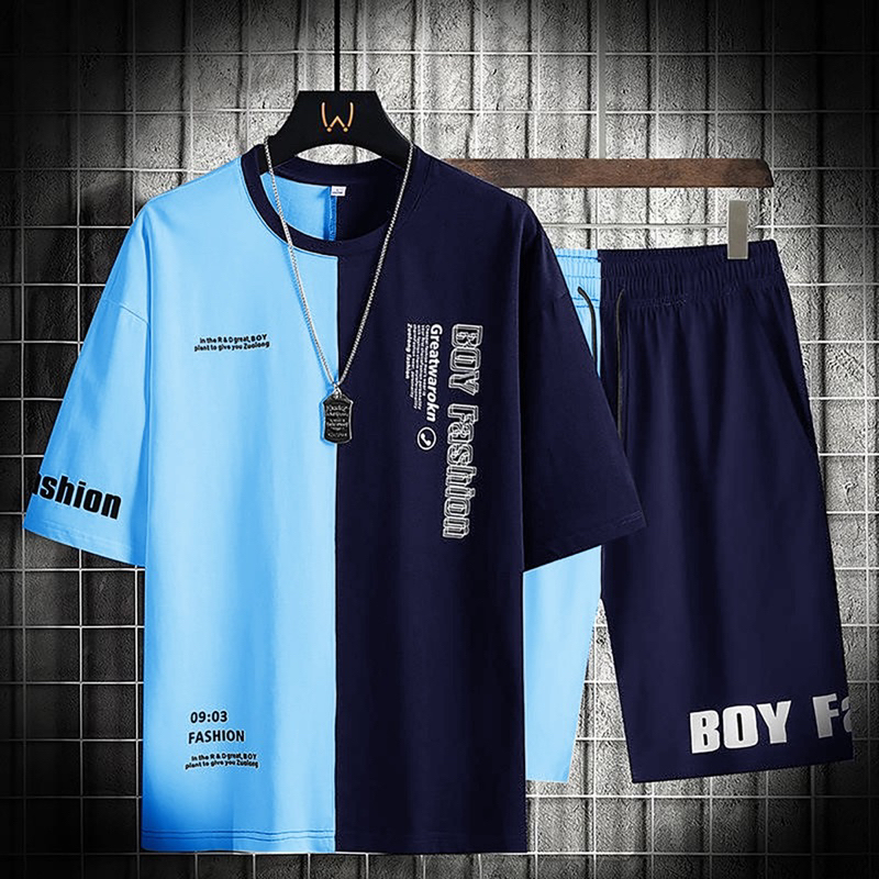 SETELAN KAOS PRIA BOY LENGAN PENDEK 1 SET COWOK DAN CELANA PENDEK SANTAI