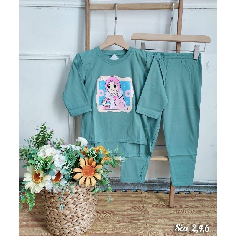 Set Cel Combed Anak Mixue Size 2 4 6 // Baju Setelan Anak Umur 3-5 tahun // Set Kaos Combed Anak