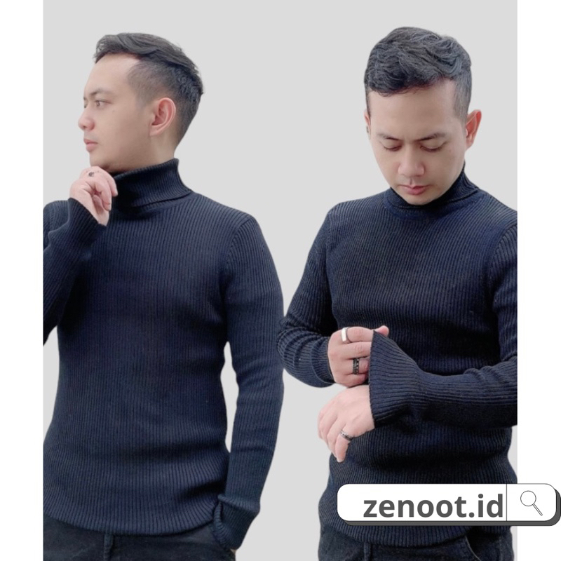 Sweater Rajut Turtle neck Pria Kerah Tinggi Turtleneck Lengan Panjang Cowo