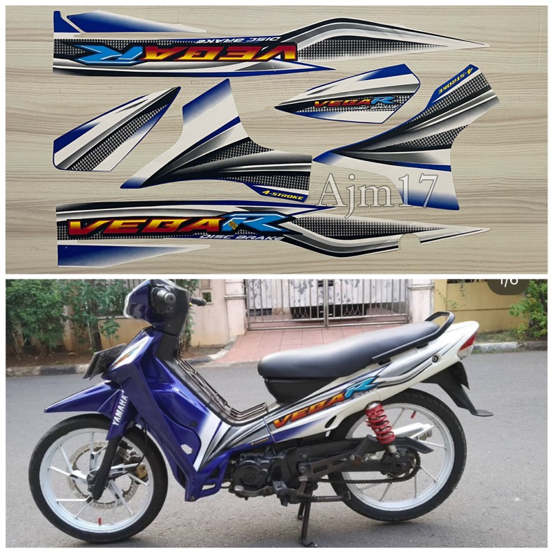 STIKER STRIPING VEGA R LAMA 2005 BIRU PUTIH