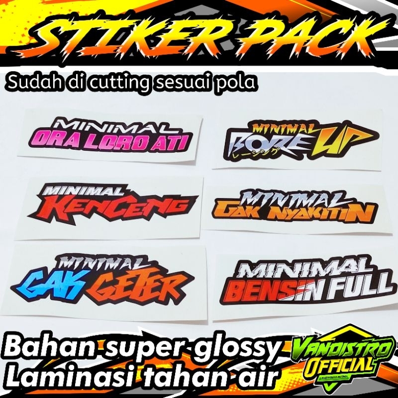 stiker pack minimal isi 6 pcs glossy