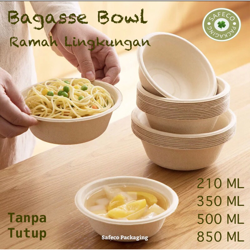 Safeco Bagasse Eco Bowl Mangkok Mangkuk Soup Sup Dessert Kecil Bowl Kertas Kemasan Tahan Panas Sekal