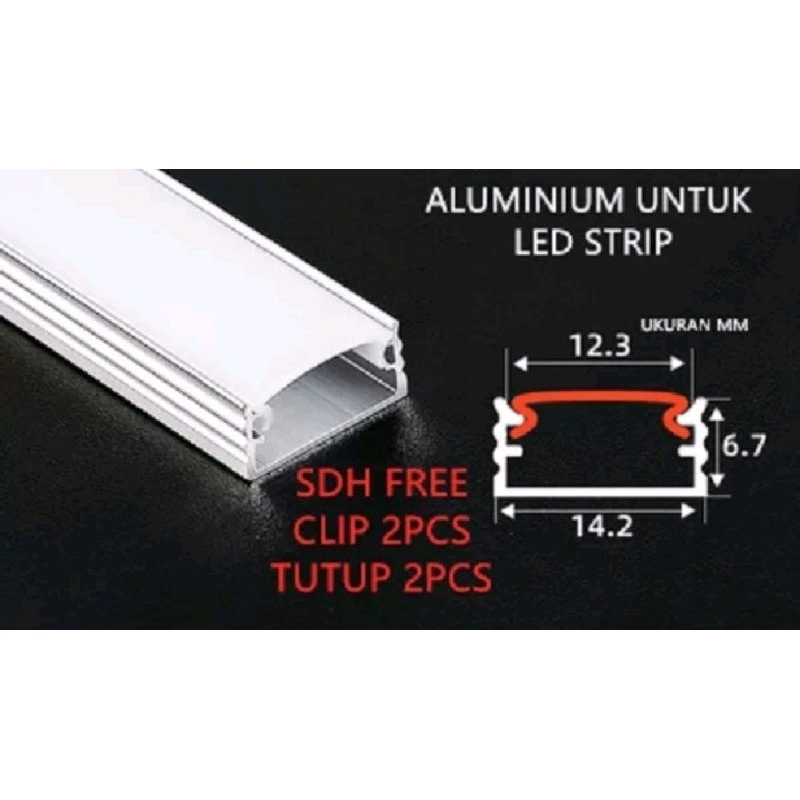 Housing Led Bar/Led Strip Bar Alumunium Dove Cover 1Mtr Dan 2m