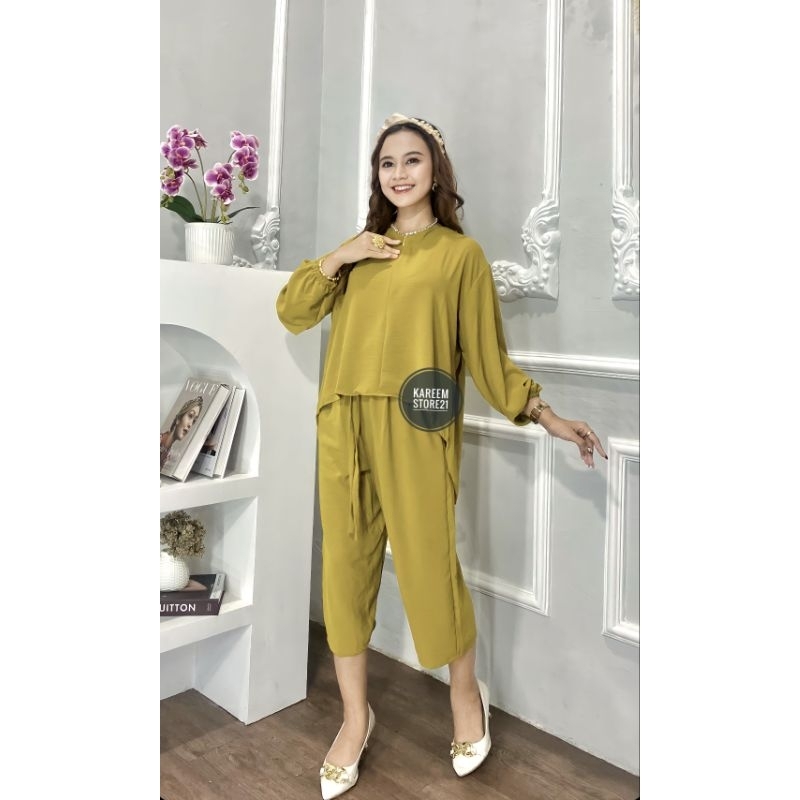 Setelan Crinkle Airflow Busui Vanaya One Set Daily Oversize Ld 120 Polos / one set jumbo