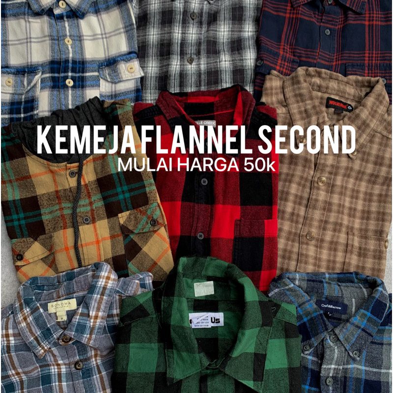 kemeja flannel pria second | kemeja vintage second brand
