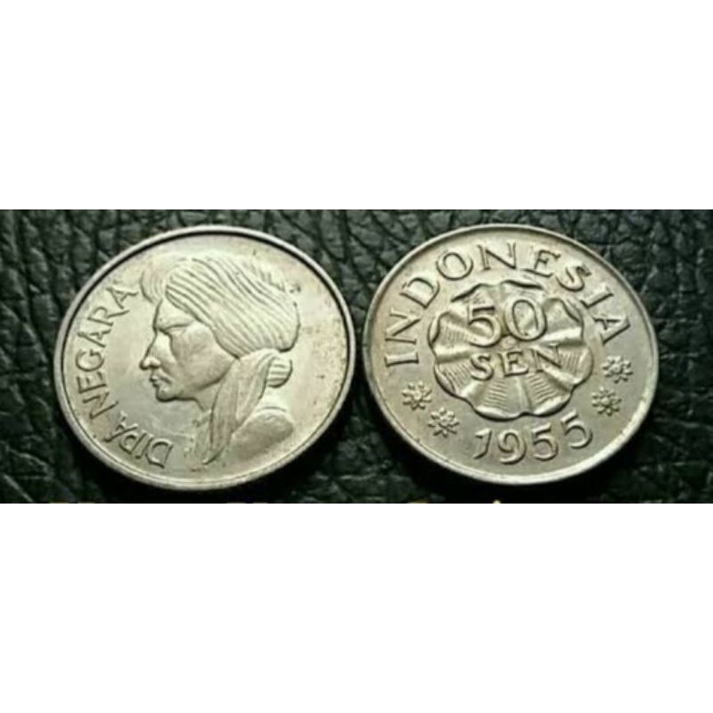 Uang Koin Kuno 50 sen Indonesia DIPANEGARA Asli Tahun 1955