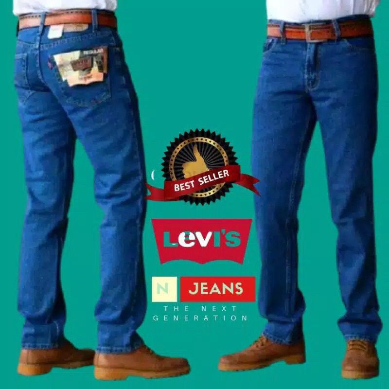 CELANA JEANS COWOK STANDAR REGULER CREAM UKURAN 28 SAMPAI 38