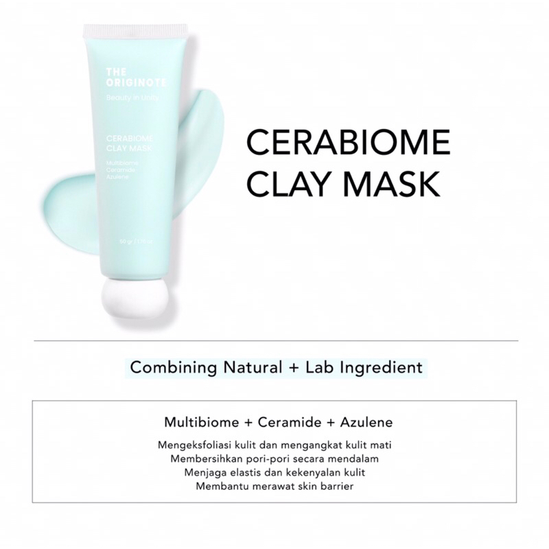 The Originote Cerabiome Clay Mask 50gr Masker Membersihkan Wajah Pori-Pori dan Eksfoliasi with Multibiome Ceramide dan Azulene