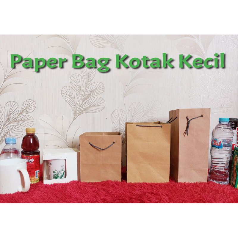 

Paper bag Kotak polos coklat KECIL / paperbag kotak murah tas kertas coklat box toples donat paperbowl botol