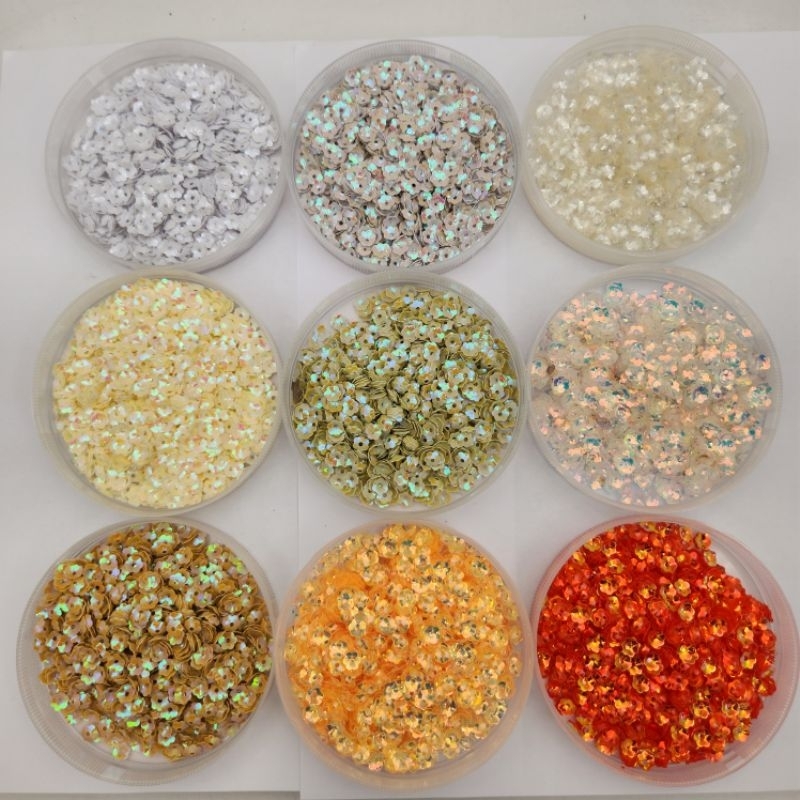 MOTE PAYET SEQUIN RAMBOCI bentuk SAKURA 8 MM - KILAU kualitas CANTIK per10gram