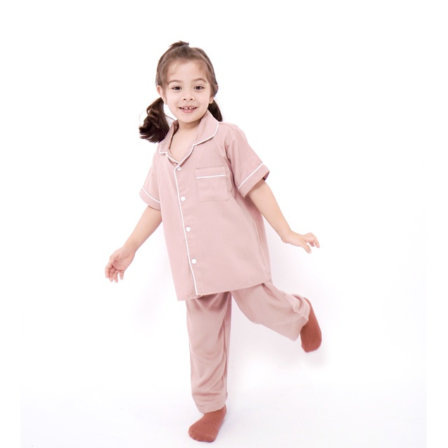 Yobebee - Piyama Bayi / Piyama Anak Katun Silk Lembut Usia Baby 6 Bulan - 10 Tahun / Baju Tidur Bayi dan Anak / Piyama Anak Polos Piyama Rayon Tencel / Basic Pajamas Anak