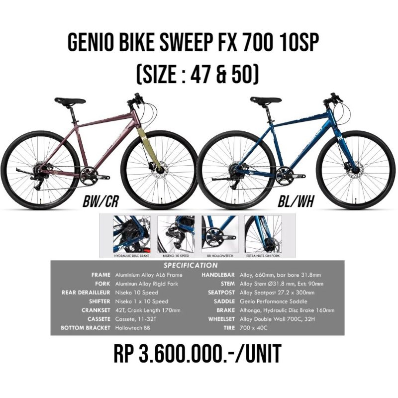 Sepeda Genio Bike sweep FX 700c 10 speed FC