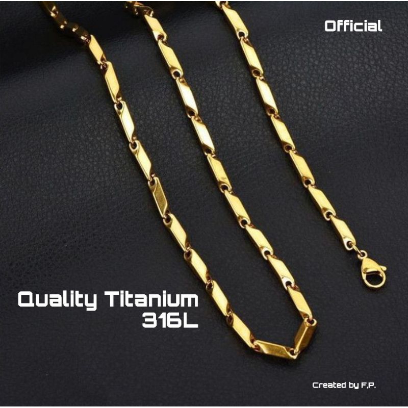 kalung biji padi perhiasan wanita pria titanium anti karat gold silver