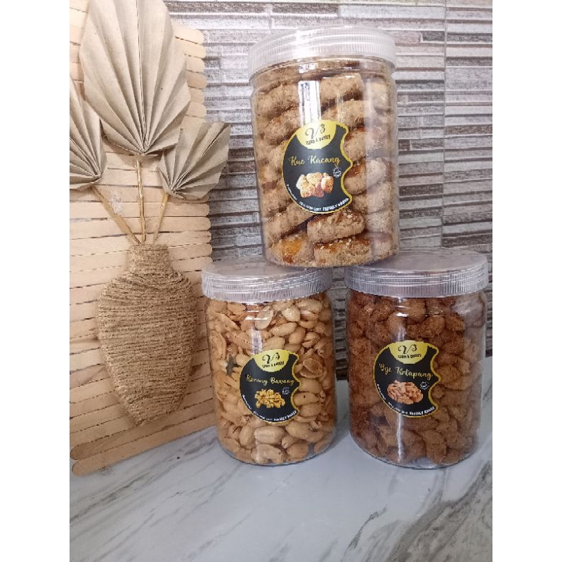 

Paket 3 Toples Ukuran 800ml Kue Kacang Bj Ketapang Kacang Bawang