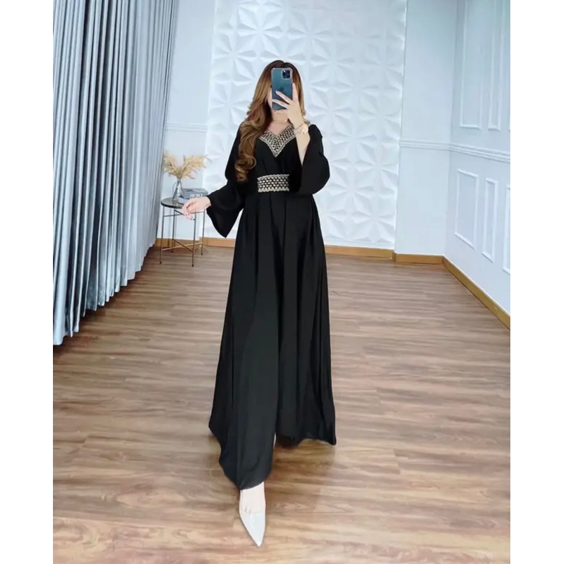 GAMIS KAFTAN TSAMIRA-GAMIS TERBARU LEBARAN 2023-GAMIS ARAB HITAM