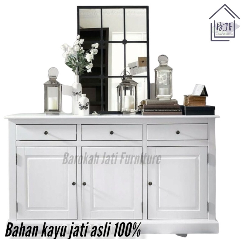 Meja TV / Rias cat duco putih kayu jati