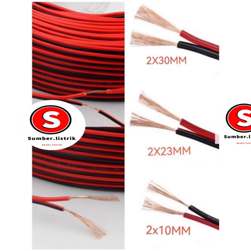 KABEL SERABUT NYZ MERAH HITAM ISI 2 (2X10MM) (2X23MM) (2X30MM)KABEL ARUS DC METER