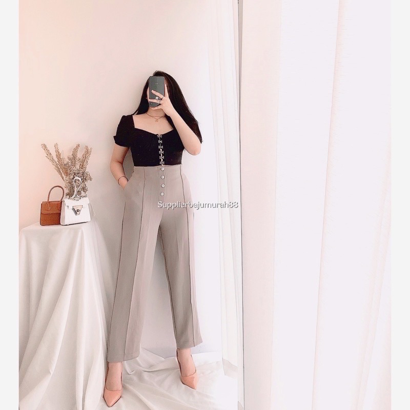 Lookatmeofficial • Celana Basic Scuba Premium Eloise Highwaist Pants