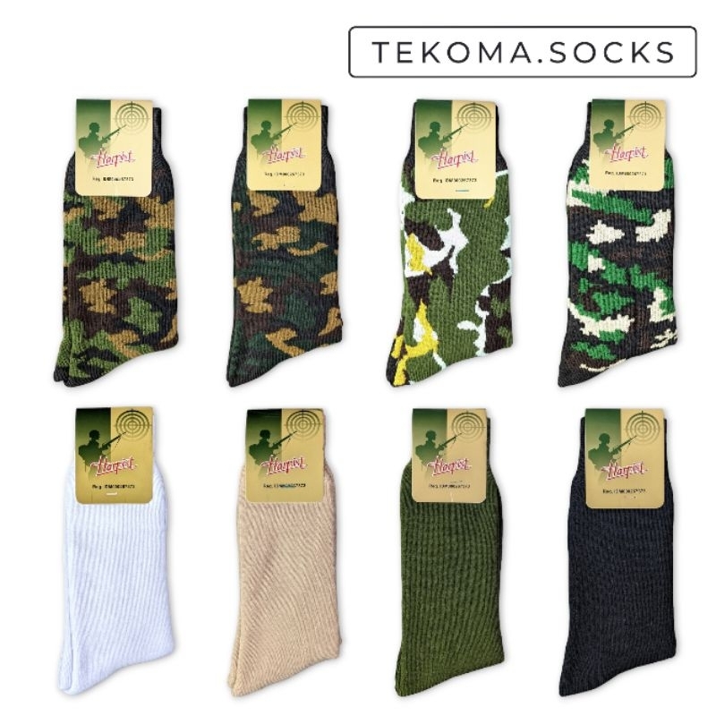 Kaos Kaki Tebal PDL Tentara Polisi Tactical Outdoor Pendakian - Hitam Hijau Kamuflase / Loreng by Tekoma