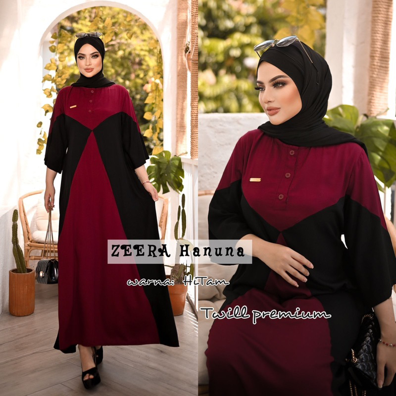 Daster Arab Zeera HANUNA Maxi Dress Gamis Rayon Twill Premium