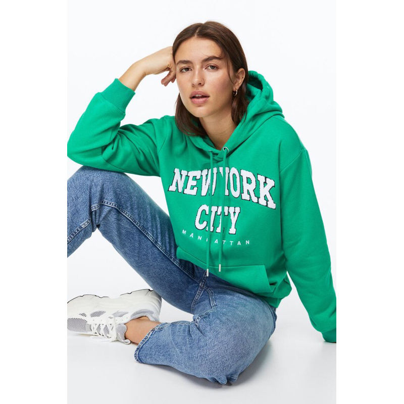 COD 12.12 Hoodie H&amp;M NEWYORK CITY Manhattan Green Sweater HnM Pria Wanita