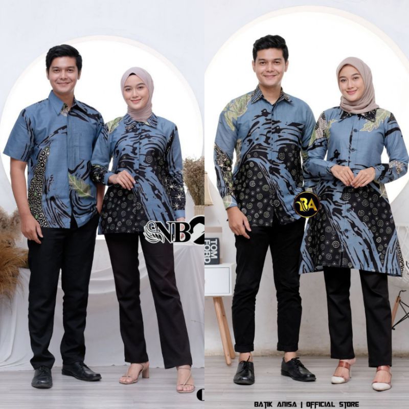 [12.12] Batik couple tunik batik couple batik couple kemeja lengan panjang [AUFFAMART]