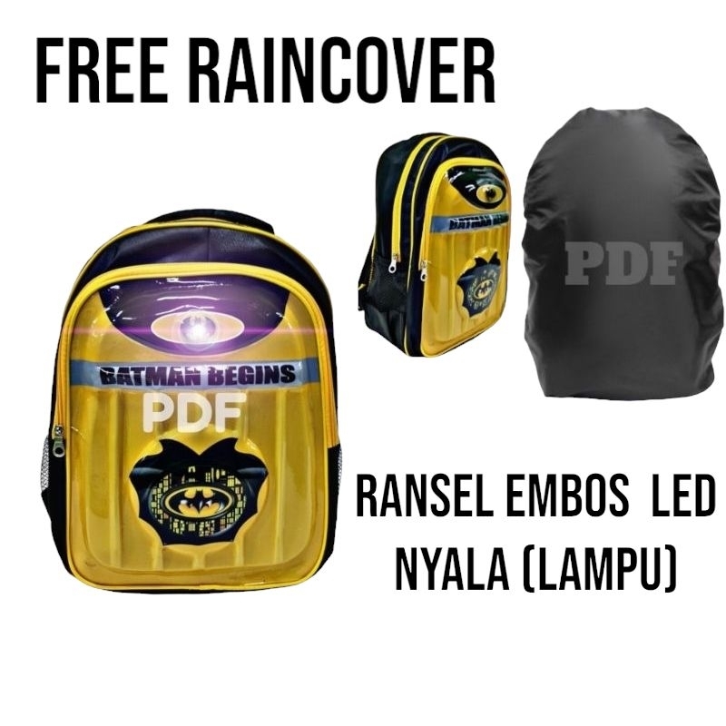 MS Tas Ransel Avengers 3D Embos Led(nyala) Ransel Anak sekolah Laki-laki Tk Sd