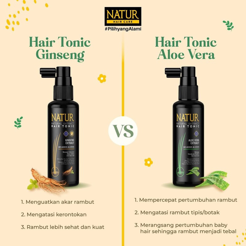 NATUR Hair Tonic Gingseng 90 ml - Hairtonik Rambut Rontok