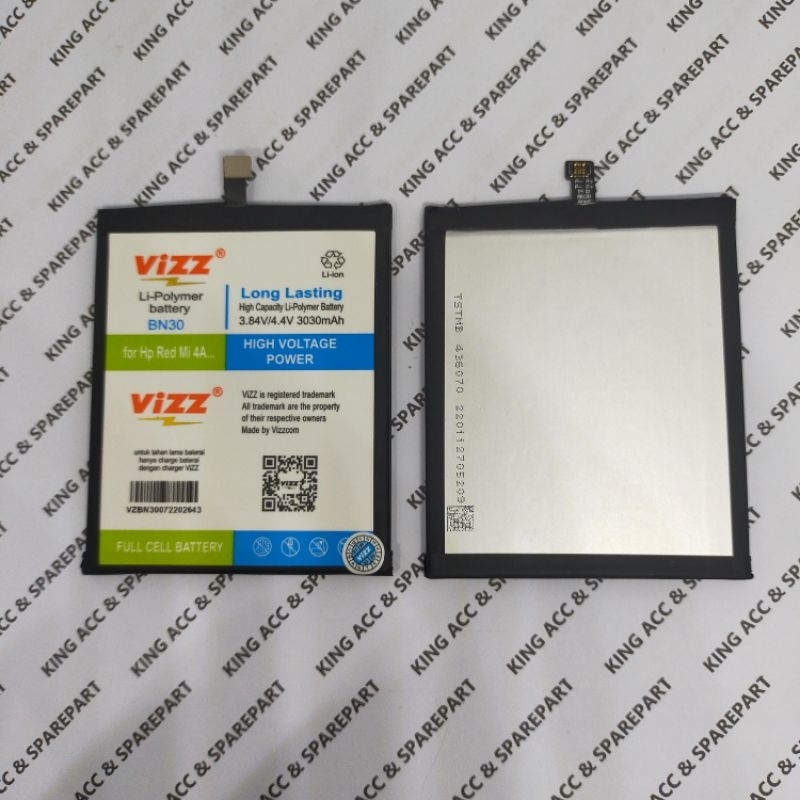 Baterai batre VIZZ xiaomi redmi 4a bn30 battery double power vizz