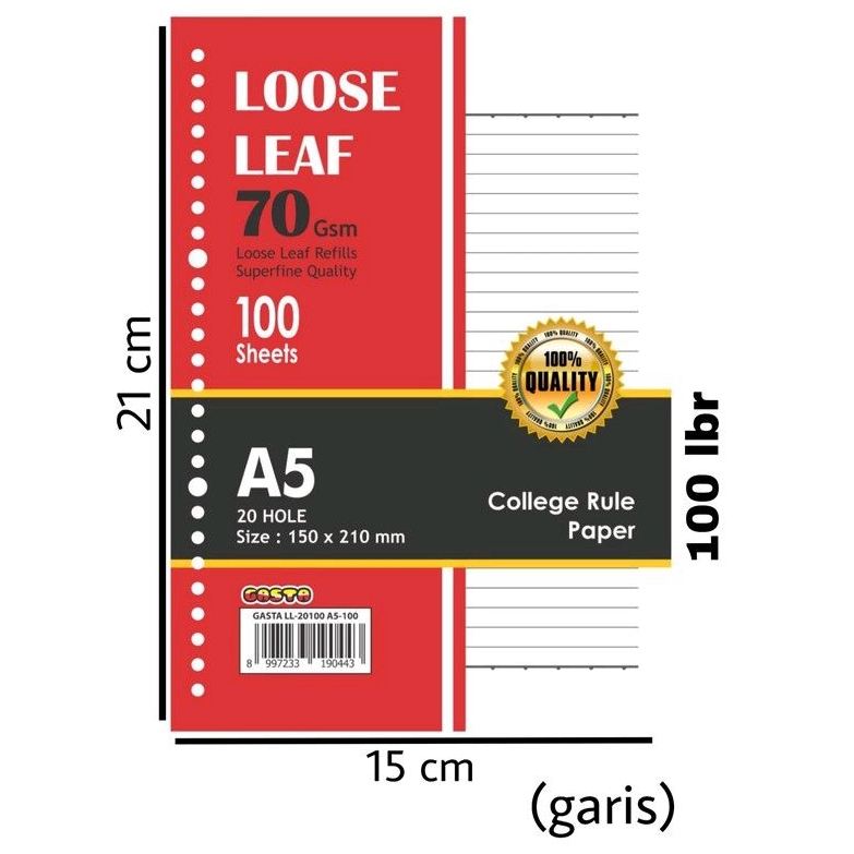 

Loose Leaf GASTA 50 lembar A5 Garis/Dot/Grid/Polos