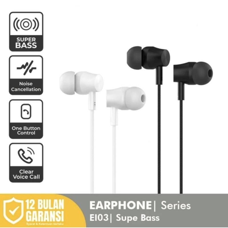 Rexi Ei03 Super Bass Noise Cancelation Wired Earphone