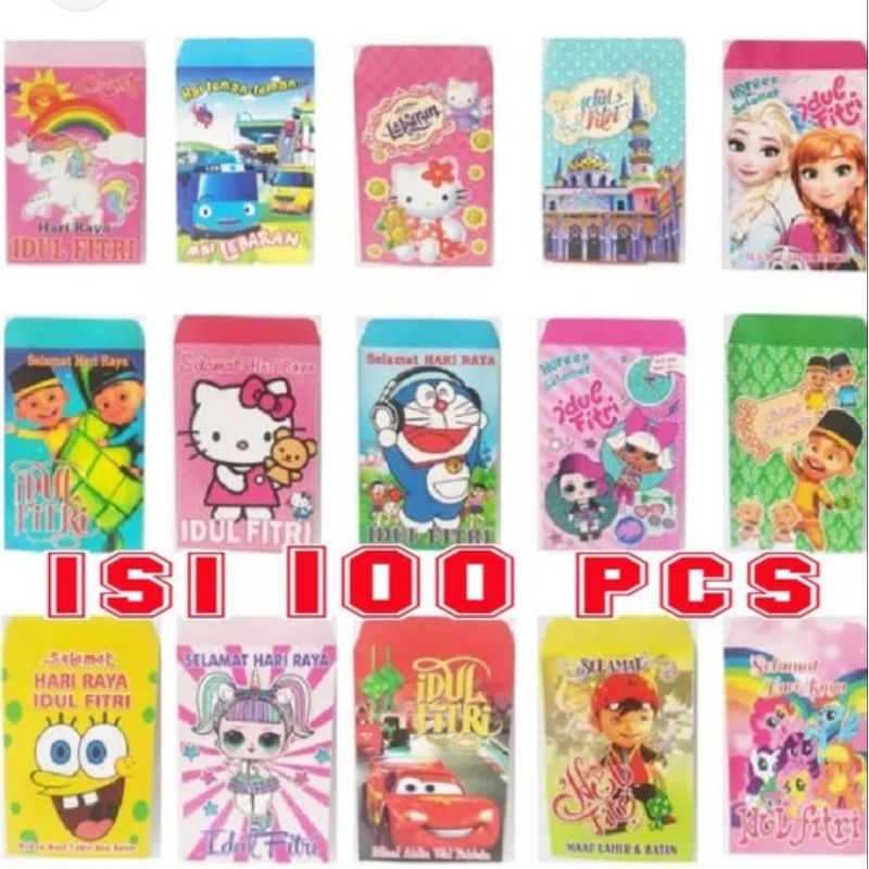 Grosir Amplop Lebaran Motip Gambar Lucu1 Pak Isi 100 Pcs